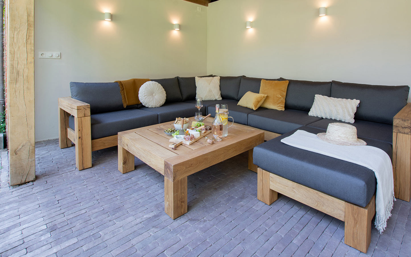 Lounge hocker - Panama Donker Grijs